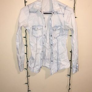 Faux denim button up